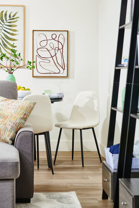 Chaise de salle à manger Joss en tissu de polyester et en métal - blanche