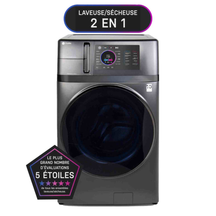 Laveuse-sécheuse tout-en-un ultrarapide Profile de 5,5 pi³ avec pompe à chaleur sans conduit et mode d’élimination de poils d’animaux - PFQ97HSPVDS
