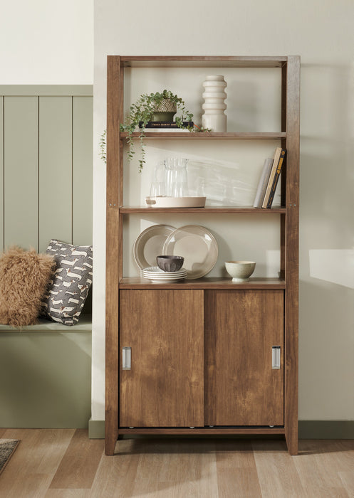 Bibliothèque Jude de 36 po à 3 tablettes avec armoire - noisette