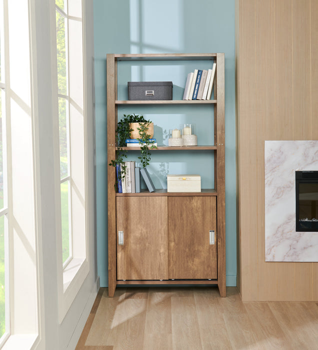 Bibliothèque Jude de 36 po à 3 tablettes avec armoire - noisette