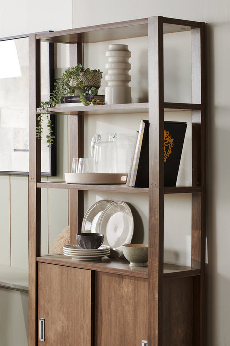 Bibliothèque Jude de 36 po à 3 tablettes avec armoire - noisette
