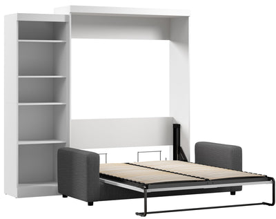 Bestar Pur Queen 5-Shelf Murphy Bed with Sofa - White|Grand lit escamotable Pur de Bestar avec 5 tablettes et sofa - blanc