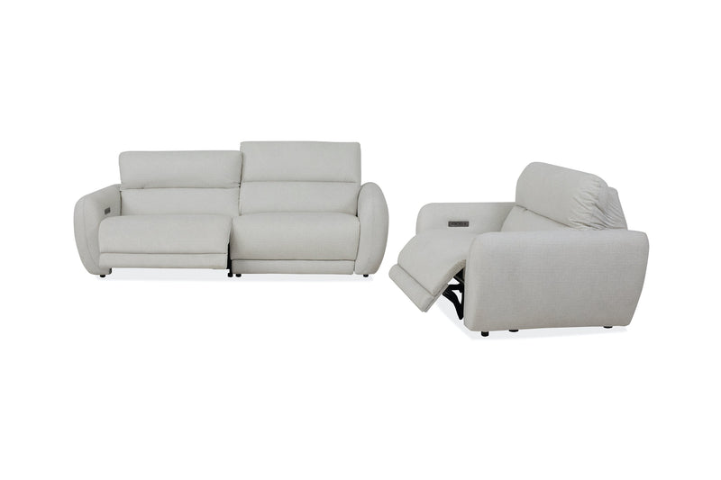 Sofa à inclinaison électrique Kailyn de Cindy Crawford Home de 92 po en tissu avec appuie-têtes électriques- beige 