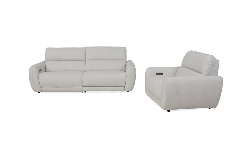 Sofa à inclinaison électrique Kailyn de Cindy Crawford Home de 92 po en tissu avec appuie-têtes électriques- beige 