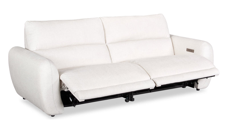 Sofa à inclinaison électrique Kailyn de Cindy Crawford Home de 92 po en tissu avec appuie-têtes électriques- beige 