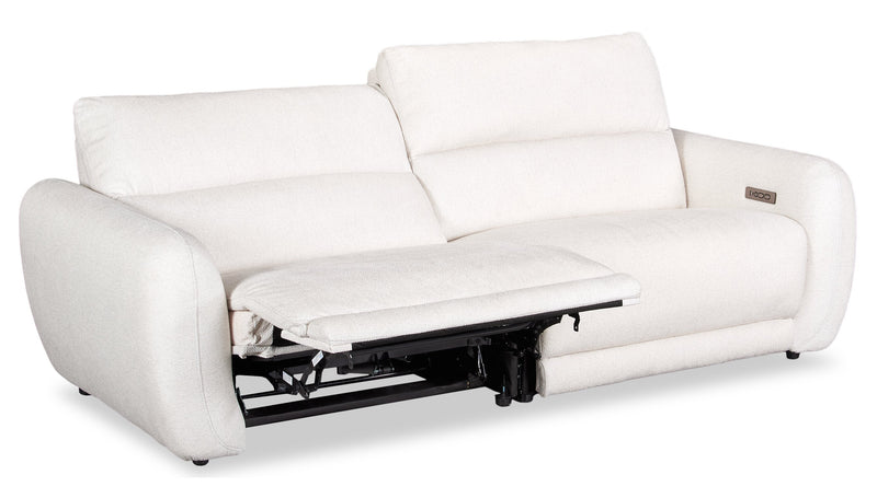 Sofa à inclinaison électrique Kailyn de Cindy Crawford Home de 92 po en tissu avec appuie-têtes électriques- beige 