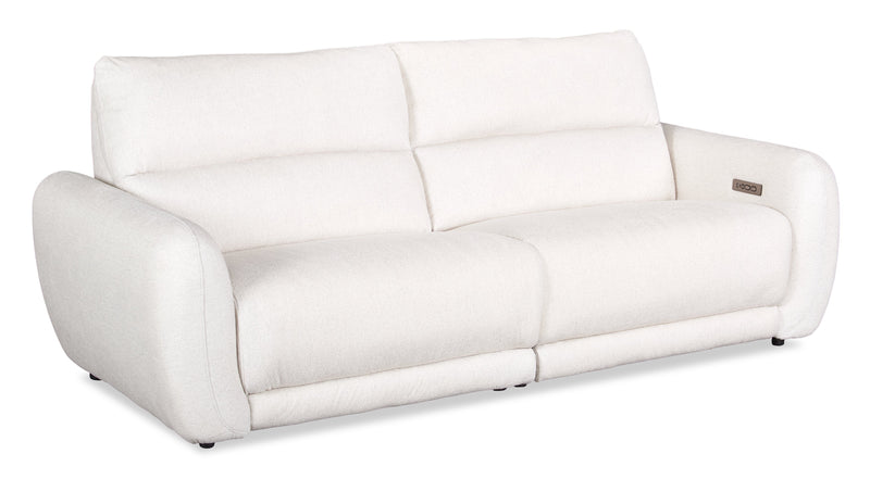Sofa à inclinaison électrique Kailyn de Cindy Crawford Home de 92 po en tissu avec appuie-têtes électriques- beige 