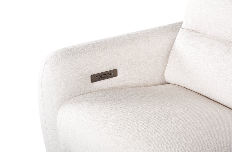 Sofa à inclinaison électrique Kailyn de Cindy Crawford Home de 92 po en tissu avec appuie-têtes électriques- beige 