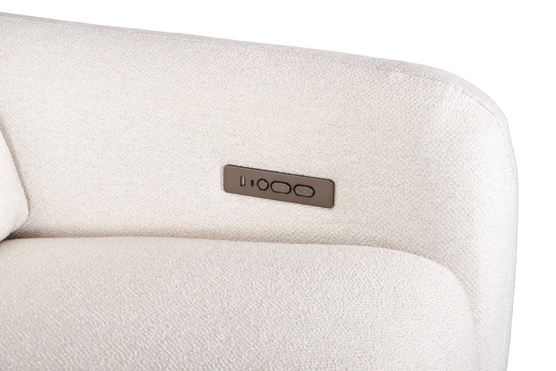 Sofa à inclinaison électrique Kailyn de Cindy Crawford Home de 92 po en tissu avec appuie-têtes électriques- beige 