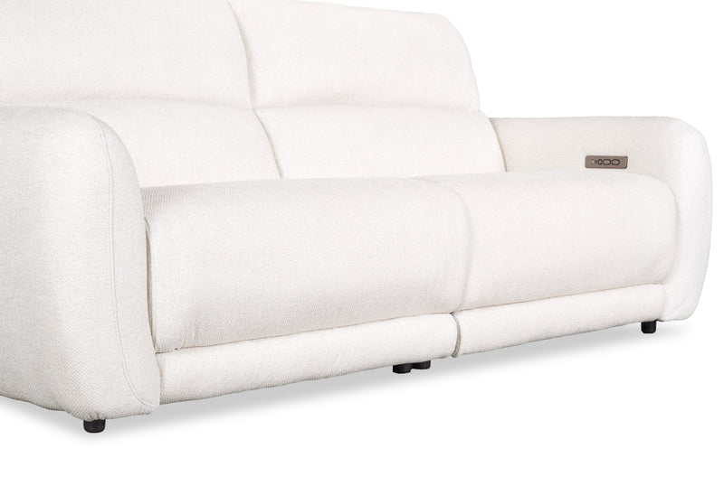 Sofa à inclinaison électrique Kailyn de Cindy Crawford Home de 92 po en tissu avec appuie-têtes électriques- beige 
