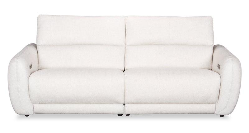 Sofa à inclinaison électrique Kailyn de Cindy Crawford Home de 92 po en tissu avec appuie-têtes électriques- beige 
