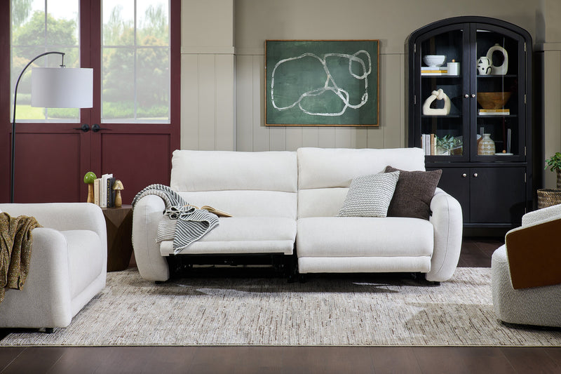 Sofa à inclinaison électrique Kailyn de Cindy Crawford Home de 92 po en tissu avec appuie-têtes électriques- beige 