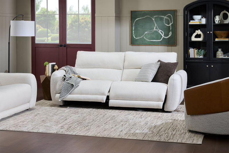 Sofa à inclinaison électrique Kailyn de Cindy Crawford Home de 92 po en tissu avec appuie-têtes électriques- beige 