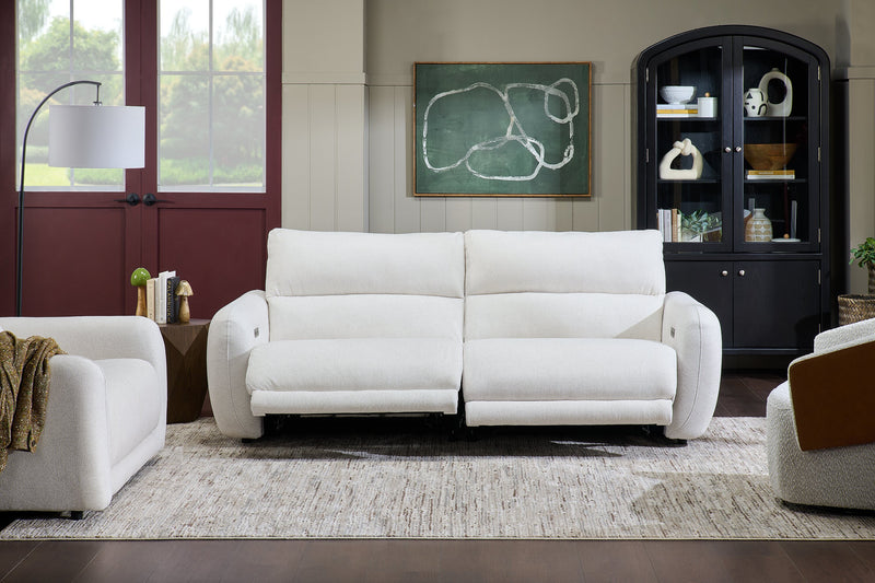Sofa à inclinaison électrique Kailyn de Cindy Crawford Home de 92 po en tissu avec appuie-têtes électriques- beige 