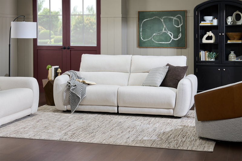 Sofa à inclinaison électrique Kailyn de Cindy Crawford Home de 92 po en tissu avec appuie-têtes électriques- beige 