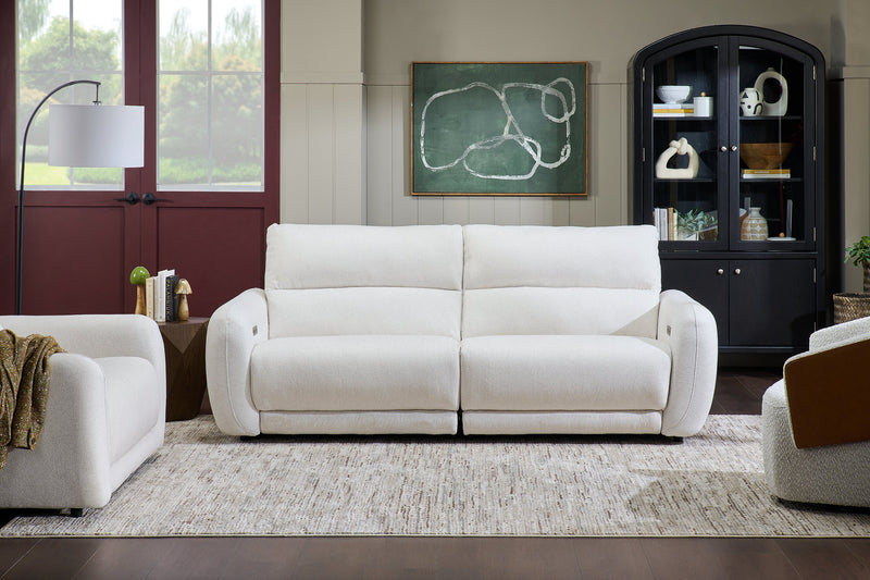 Sofa à inclinaison électrique Kailyn de Cindy Crawford Home de 92 po en tissu avec appuie-têtes électriques- beige 