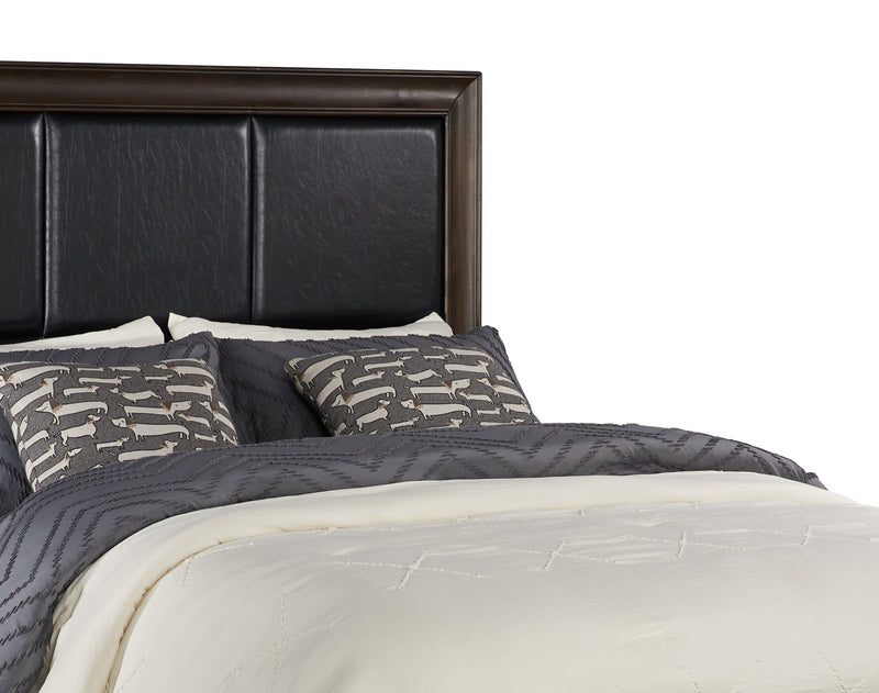 Lit plateforme de rangement Kane en cuir végétalien avec tête de lit et cadre de lit, brun - format grand lit