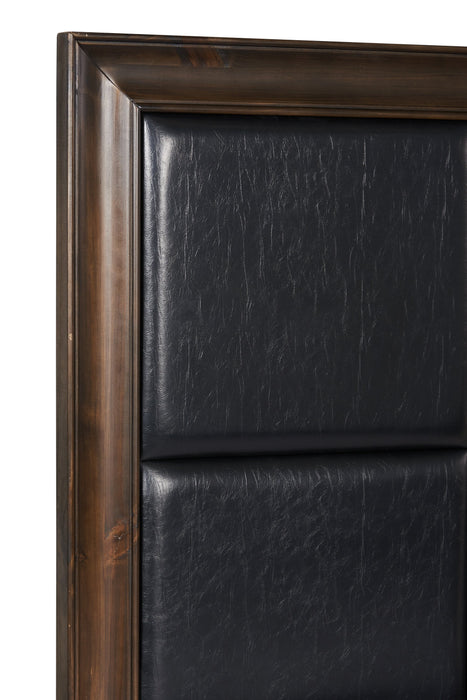 Lit plateforme de rangement Kane en cuir végétalien avec tête de lit et cadre de lit, brun - format grand lit