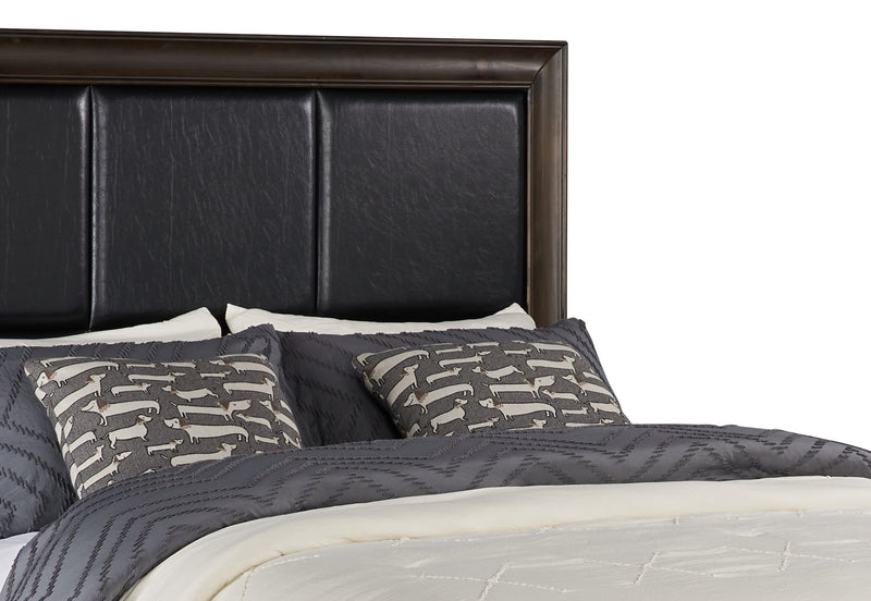 Lit plateforme de rangement Kane en cuir végétalien avec tête de lit et cadre de lit, brun - format grand lit