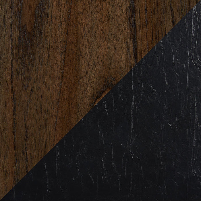 Lit plateforme de rangement Kane en cuir végétalien avec tête de lit et cadre de lit, brun - format grand lit