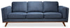 Sofa Kassia de Kort & Co. de 90,6 po en tissu d’apparence lin avec base et pattes en bois - bleu