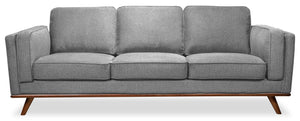 Sofa Kassia de Kort & Co. de 90,6 po en tissu d’apparence lin avec base et pattes en bois - gris