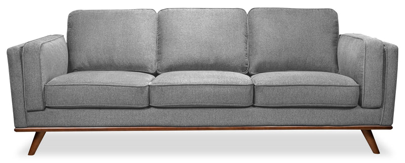 Sofa Kassia de Kort & Co. de 90,6 po en tissu d’apparence lin avec base et pattes en bois - gris