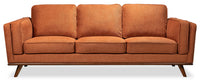  Sofa Kassia de Kort & Co. de 90,6 po en tissu d’apparence lin avec base et pattes en bois - orange