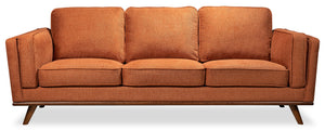 Sofa Kassia de Kort & Co. de 90,6 po en tissu d’apparence lin avec base et pattes en bois - orange