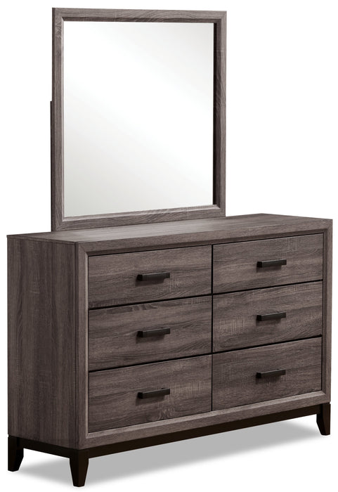 Commode Kate de 58 po (L) x 37 po (H) à 6 tiroirs pour la chambre à coucher - gris-brun