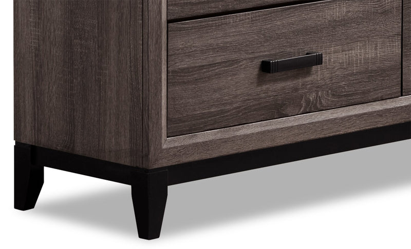 Commode Kate de 58 po (L) x 37 po (H) à 6 tiroirs pour la chambre à coucher - gris-brun
