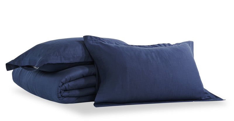 Ensemble de housse de couette Indigo 3 pièces de Kort & Co. pour grand lit - bleu marine