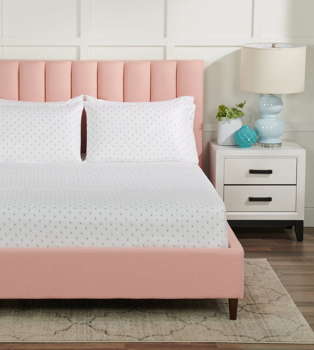 Ensemble de draps Flower 4 pièces de Kort & Co. pour très grand lit - bleu et blanc