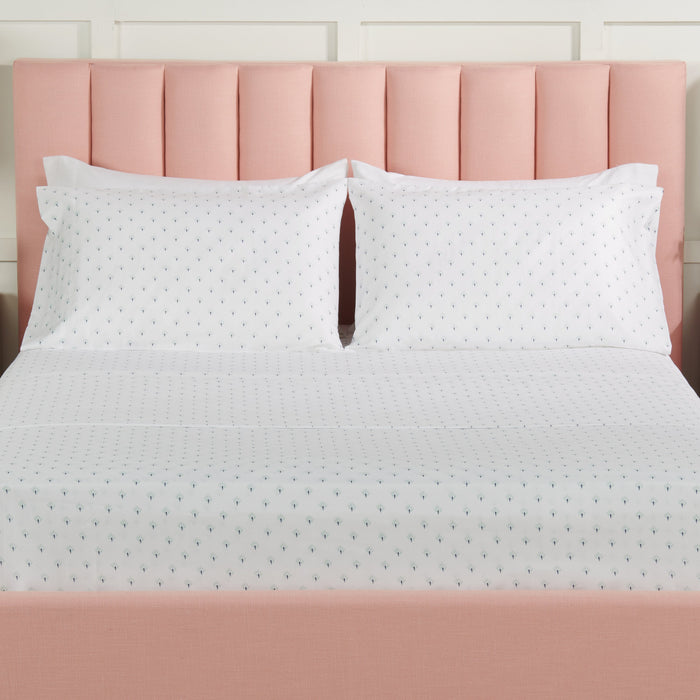 Ensemble de draps Flower 4 pièces de Kort & Co. pour très grand lit - bleu et blanc