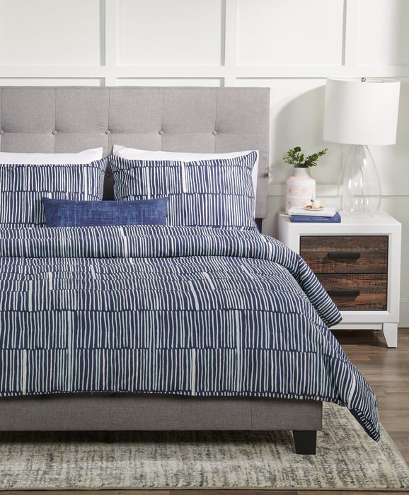 Ensemble d'édredon Lines 4 pièces de Kort & Co. pour très grand lit - bleu