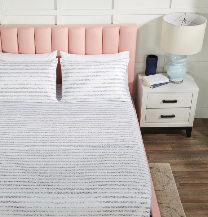 Ensemble de draps Stripe 4 pièces de Kort & Co. pour grand lit - bleu et blanc