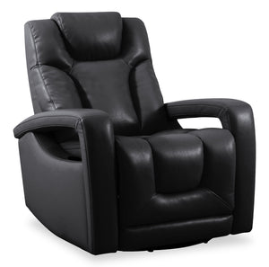 Fauteuil pivotant, coulissant et inclinable Kenzo de 35 po en tissu d’apparence cuir - noir