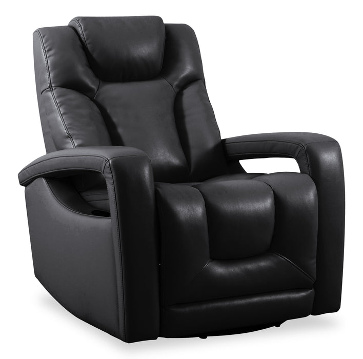 Fauteuil pivotant, coulissant et inclinable Kenzo de 35 po en tissu d’apparence cuir - noir