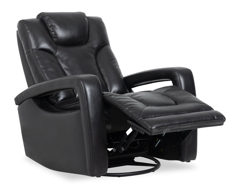 Fauteuil pivotant, coulissant et inclinable Kenzo de 35 po en tissu d’apparence cuir - noir