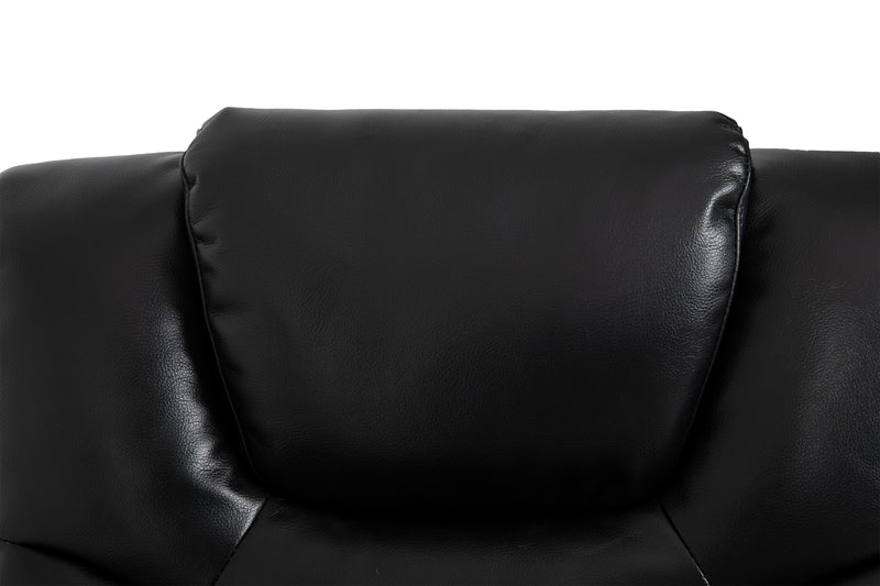 Fauteuil pivotant, coulissant et inclinable Kenzo de 35 po en tissu d’apparence cuir - noir