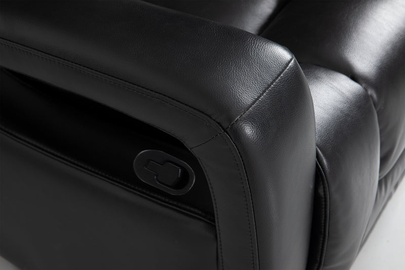 Fauteuil pivotant, coulissant et inclinable Kenzo de 35 po en tissu d’apparence cuir - noir