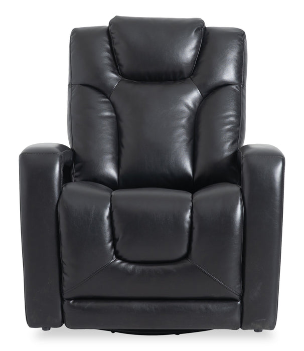 Fauteuil pivotant, coulissant et inclinable Kenzo de 35 po en tissu d’apparence cuir - noir