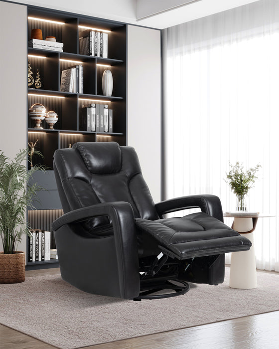 Fauteuil pivotant, coulissant et inclinable Kenzo de 35 po en tissu d’apparence cuir - noir
