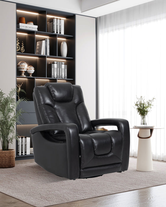 Fauteuil pivotant, coulissant et inclinable Kenzo de 35 po en tissu d’apparence cuir - noir