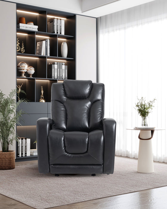 Fauteuil pivotant, coulissant et inclinable Kenzo de 35 po en tissu d’apparence cuir - noir