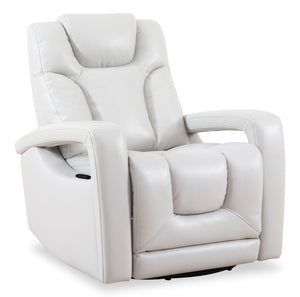 Fauteuil pivotant, coulissant et inclinable Kenzo de 35 po en tissu d’apparence cuir - gris brouillard