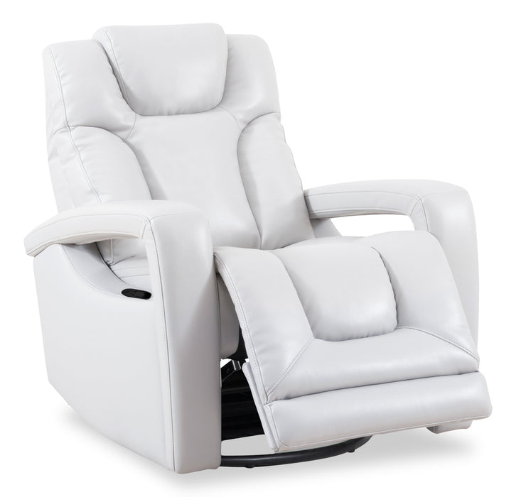 Fauteuil pivotant, coulissant et inclinable Kenzo de 35 po en tissu d’apparence cuir - gris brouillard