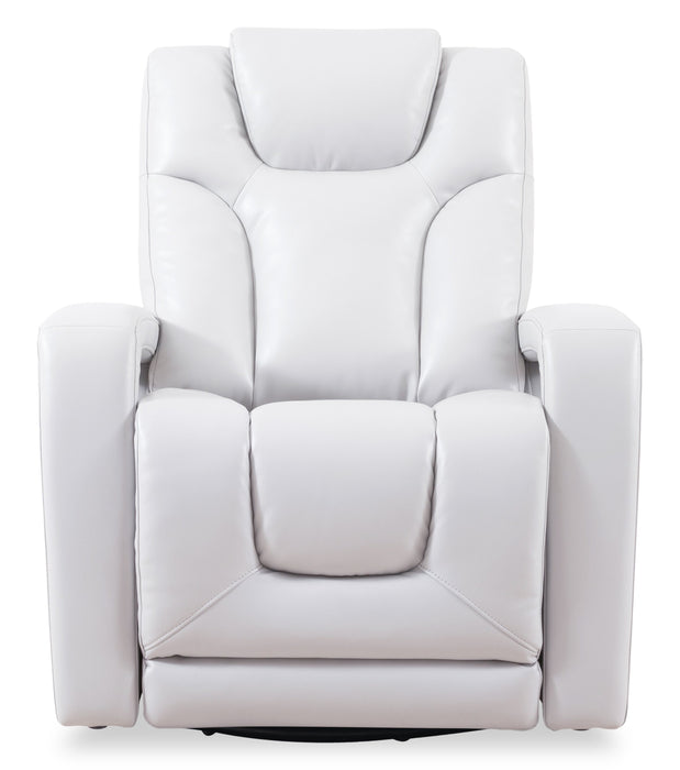 Fauteuil pivotant, coulissant et inclinable Kenzo de 35 po en tissu d’apparence cuir - gris brouillard