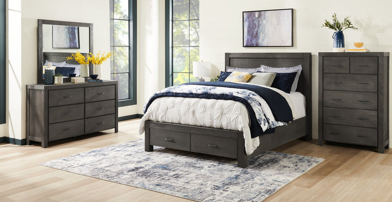 Commode verticale Koda de 36 po (L) x 56 po (H) à 6 tiroirs en acacia pour la chambre à coucher - grise