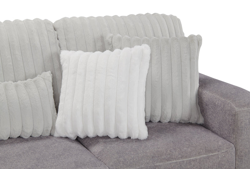 Sofa sectionnel de gauche Koda 2 pièces fabriqué au Canada en tissu de chenille avec coussins réversibles - gris Paloma luxueux
